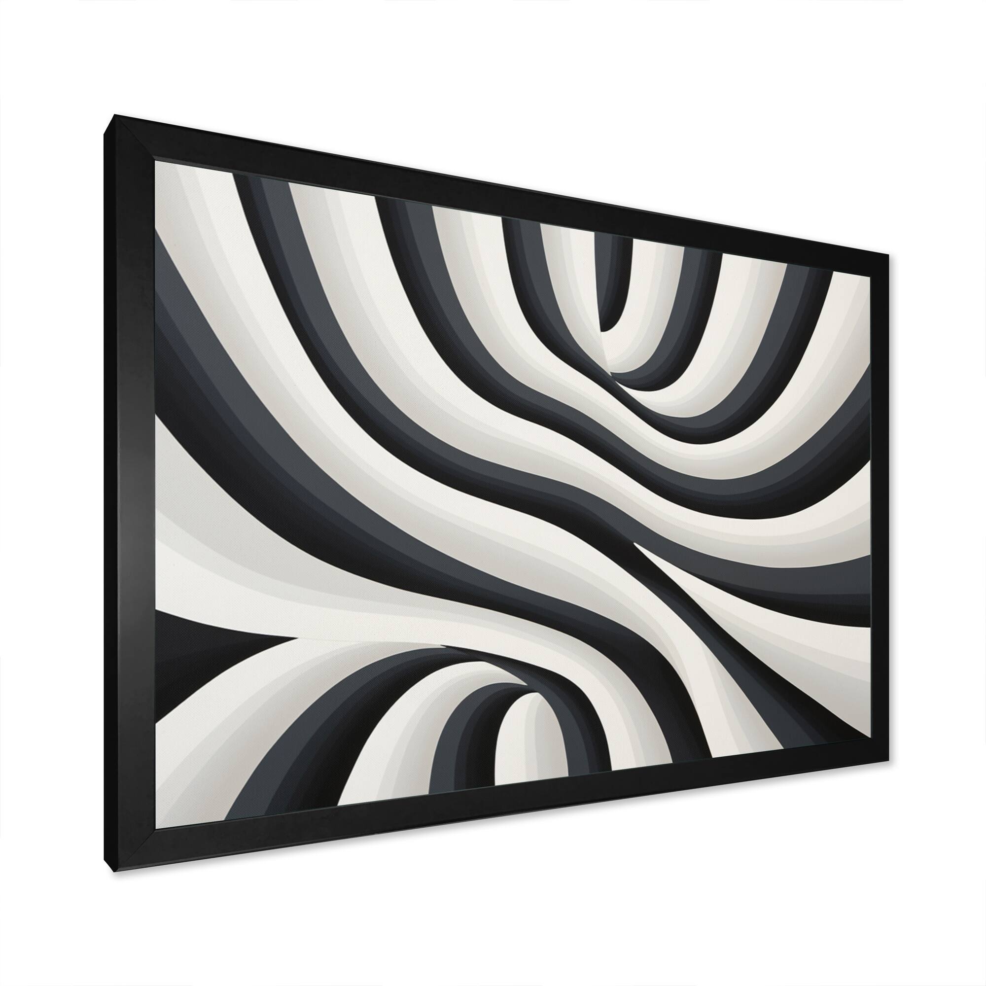 Designart "Black White Optical Art Dream IV" Modern Framed Canvas Wall